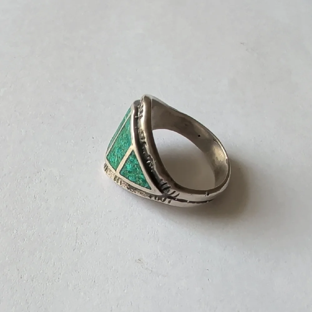 Vintage Silver Turquoise Inlay Ring